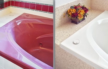 Jetted Fiberglass Tub with Tile Surround